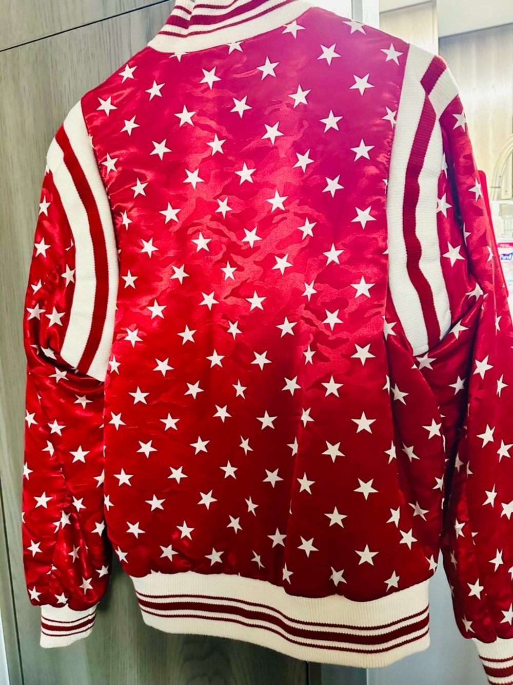 Men’s Red Star Print Bomber Jacket - Ovadia & Sons - Picture 3 of 3